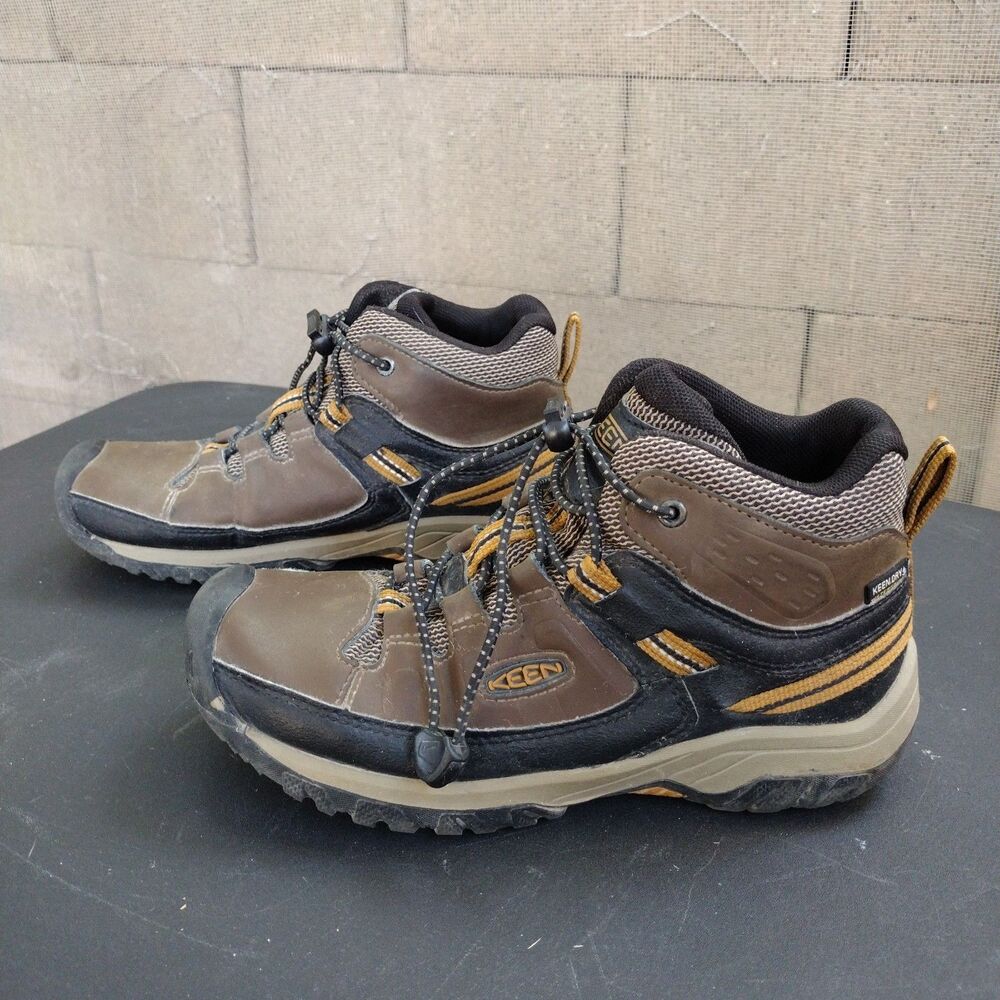 Keen Youth Size 2 Targhee Mid Waterproof Boots Hiking Shoes Lace Up Brown